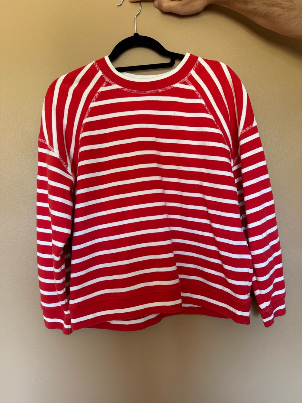 Red and White Striped Crewneck Sweater size M